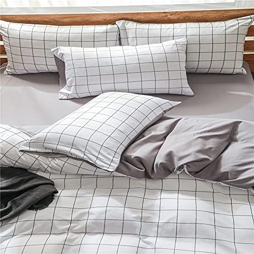 NSNLGSGC Twin Duvet Cover Set Grid White - Kids