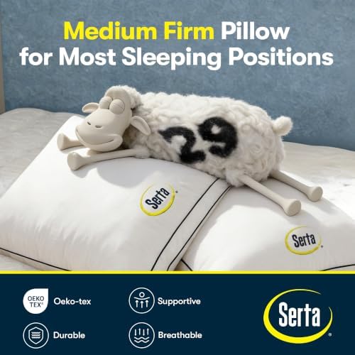 Serta Hotel Bed Pillows Queen/Standard Size Set of 2 Medium Firm Support
