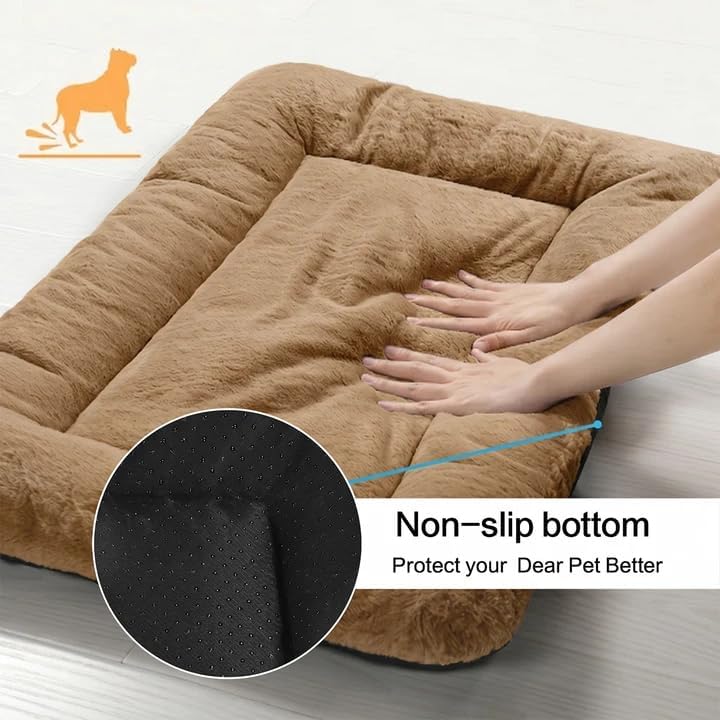 Dog Crate Pad Washable Dog Bed for Crate Medium Cozy Mat 36-Inch Camel