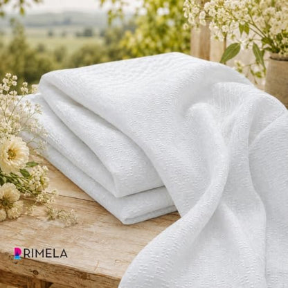 White Jacquard Bed Skirt Full 15" Drop, Elastic Wrap Around Bedskirt