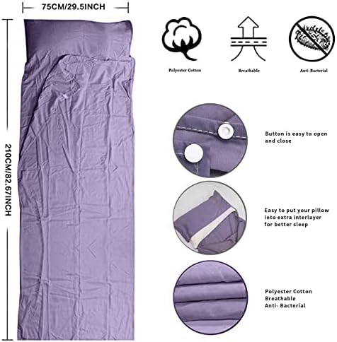Travel and Camping Sheet Sleeping Bag Liner - Lightweight Compact and Portable Adult Sleeping Bag - Ideal for Traveling,Hostels and Camping