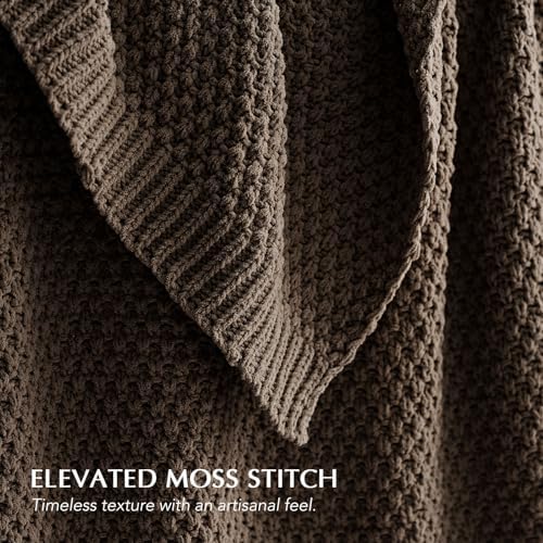 EVERGRACEHOME Chunky Chenille Knit Throw Blanket, 50 x 60, Cocoa Brown