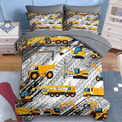 Nesker Full Comforter Set for Boys, 7 Pieces Truck Bedding for Kids