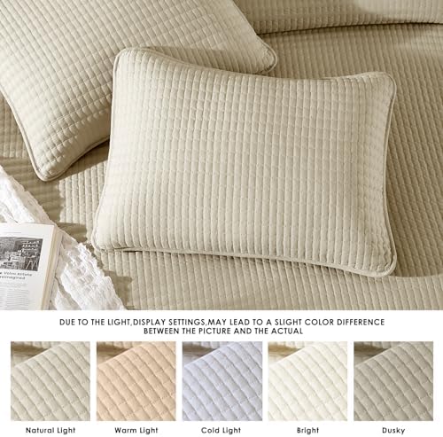 King Size Quilt-Lightweight Bedspreads Beige King Quilt Bedding Set