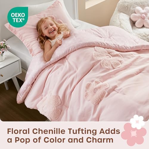 Intelligent Design Kids Pink Floral Twin Comforter Set for Girls, 3pc