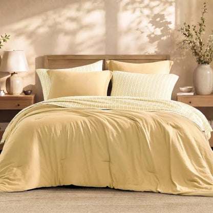 King Comforter Set with Sheets-7 Pieces Soft Recycled Bed in a Bag Bedding