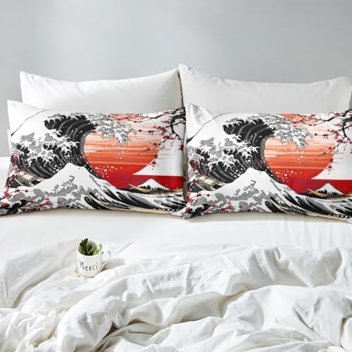 Feelyou Japanese Wave Duvet Cover Twin Size Boys Girls Teens