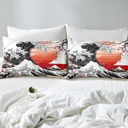 Feelyou Japanese Wave Duvet Cover Twin Size Boys Girls Teens
