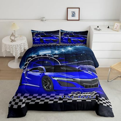 Feelyou Ombre Racing Car Bedding Set Twin Size for Boys Girls