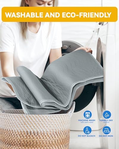 Washable Incontinence Bed Pads Waterproof for Adults, 36"x54"-4 Pack (Gray)