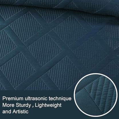 Exclusivo Mezcla 2-Piece Soft Twin Size Quilt Bedding Set, Navy Blue