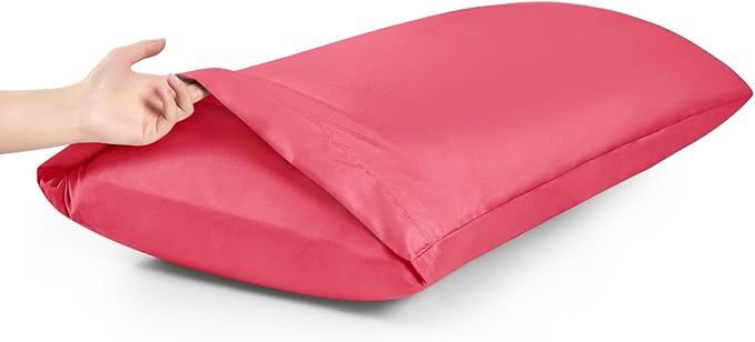 MILVOWOC 2Pcs Brushed Microfiber Body Pillowcases - 20 x 55 Inch, Hot Pink Pillow Case Set Non Slip Envelope Pillow Cover with Moisture Absorption and Anti-Wrinkle Machine Washable