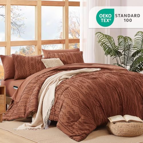 Full Size Comforter Set- 7 Pieces Tufted Bed in a Bag Full Bedding Sets