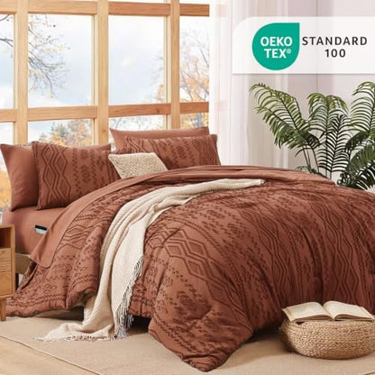 Queen Size Comforter Set- 7 Pieces Tufted Bed in a Bag Queen Bedding Sets