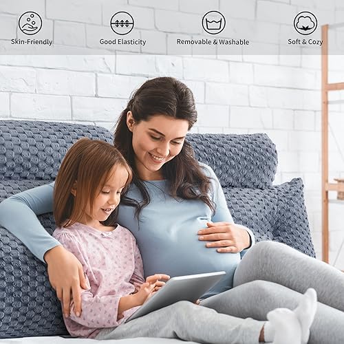 EUHAMS Headboard Pillow Full with Neck Roll, Triangular Backrest Pillow