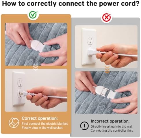 Heated Electric Blanket King, Dual Control 90" x 100", Ivory Gray