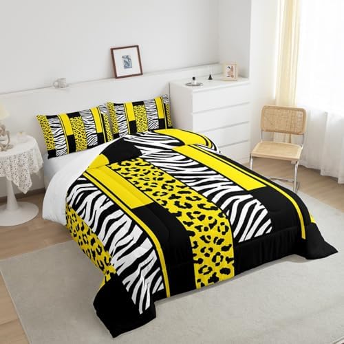 Feelyou Leopard Cheetah Animal Comforter Set Twin Size Girls Boys Kids