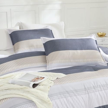 Litanika Super King Plus Comforter Set - 3 Pieces Stripe Bed Set