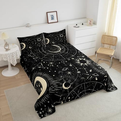 Feelyou Sun and Moon Comforter Set Boho Exotic Bedding Set Galaxy Astrology Comforter for Boys Girls Children Teens Bedroom Decor Chic Cute Luxury Zodiac Signs Duvet Set Twin Size Quilt Set