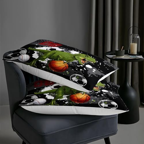 AILONEN Boys Dinosaur Comforter Set Twin Dinosaur Bedding Set,Sport Basketball Soccer Ball Print Comforter Set,3 Pieces Teen Boys Bed in a Bag, 1 Quilt and 2 Pillowcases