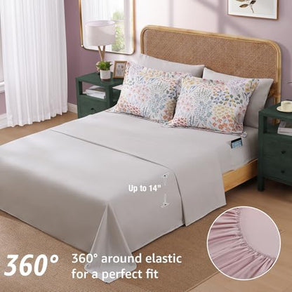 Queen Comforter Set - 7 Pieces Soft Floral Bed in a Bag Queen Bedding Sets