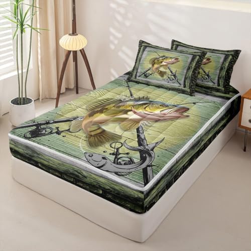 Feelyou Fishing Hunting Pike Comforter Set Queen Size Girls Boys