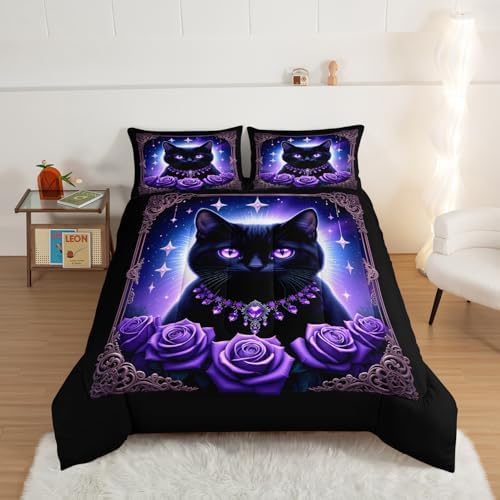 HOSIMA Cat Twin Comforter for Boys Girls Room Decor with 2 Pillowcases.
