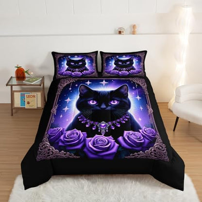 HOSIMA Cat Twin Comforter for Boys Girls Room Decor with 2 Pillowcases.