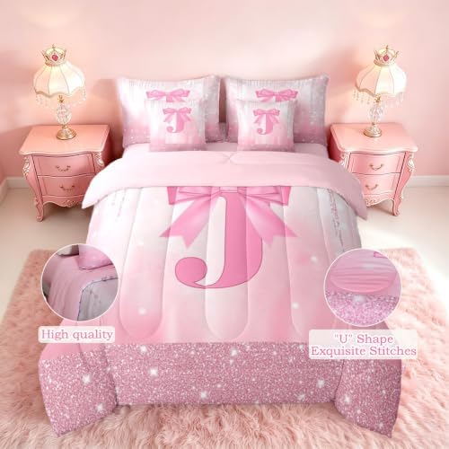 Feelyou Kids Pink Bowknot Bed in A Bag Full Size for Boys Girls