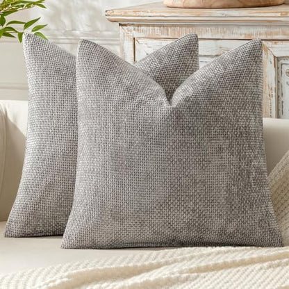 MIULEE Decorative Couch Throw Pillow Covers 20x20 Inch Light Gray 2 Pack