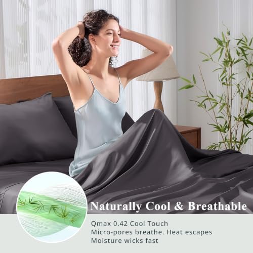 Bamboo Viscose Sheet Set Queen Size, Cooling Sheets Bed Set 4pcs