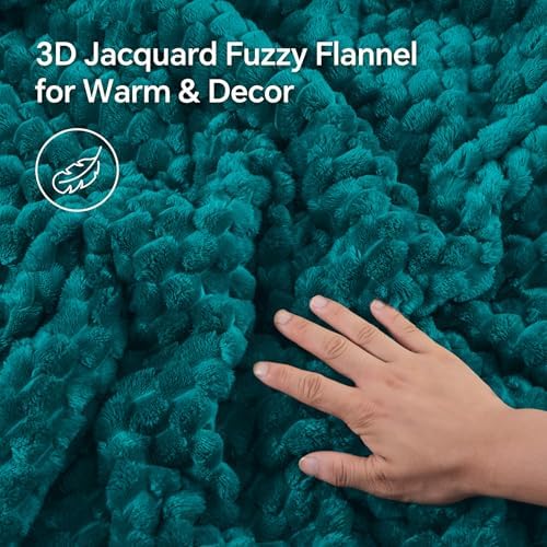 BEDELITE Fluffy King Size Comforter Set, Teal Fleece Bed Set 3 Pieces