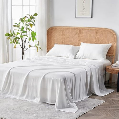 Sijo AiryWeight Tencel Sheet Set, 100% Lyocell Derived from Eucalyptus, Buttery Soft, Architectural Digest Best Cooling Sheets Winner - 3pc - 1 Pillowcase 1 Fitted 1 Top (Snow, Twin)