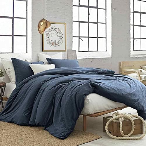 King Size Comforter Set 3 Piece, Navy Blue, 90x104 inch