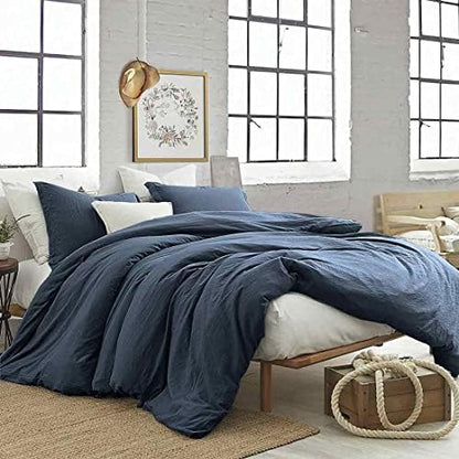 King Size Comforter Set 3 Piece, Navy Blue, 90x104 inch