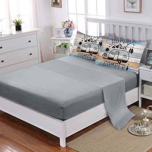 HOSIMA 7Pcs Vintage Comforter Set Twin Size with Sheets for Camper Decor.