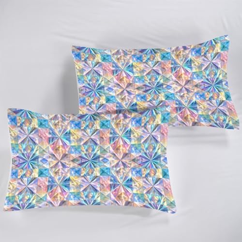 Geometric Comforter Full/Queen, Iridescent Prism Bedding for Girls