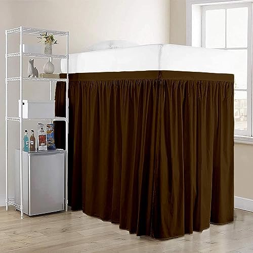 Crown Collection 34 Inch Drop Twin XL Size Dorm Bed Solid Bed Skirt Stylish Ruffled Pattern Split Corner Easy Fit Easy Care Fade & Wrinkle Resistant- Micorfiber