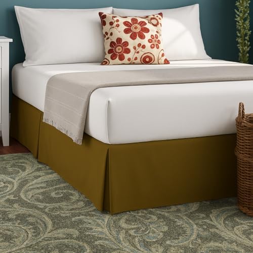 Mattress-Homes Luxury Box Pleated Bed Skirt Split Corners Platform Style Easy Fit Fade & Wrinkle Resistant with Tailored Drop 18 Inch (King, Taupe)
