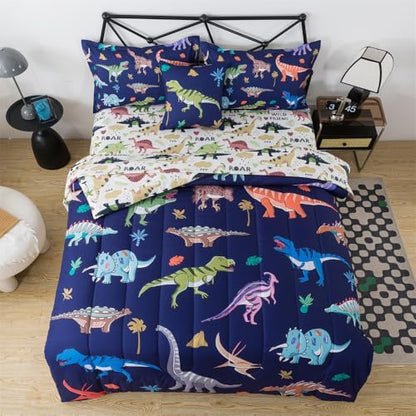 Dinosaur Comforter 6Pcs Wild Dino Bedding Twin for Kids Boys