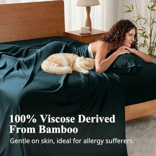 Bamboo Viscose Sheet Set Twin Size, Cooling Sheets Bed Set 3pcs
