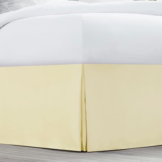 Nestl Vanilla Yellow Bed Skirt Queen Size - Queen Bed Skirt 14 Inch Drop - Brushed Microfiber Bed Skirts - Hotel Quality Pleated Bed Skirt - Shrinkage & Fade Resistant