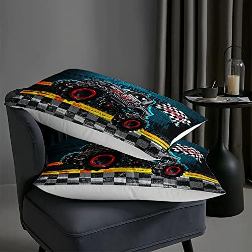 AILONEN Racing Car Comforter Set Twin Full Size, Off-Road Racing with Racing Plaid Patterns Bedding Set for Kids Boys Girls Teens Bedroom,3 Pieces,1 Quilt and 2 Pillowcases,Soft,Breathable
