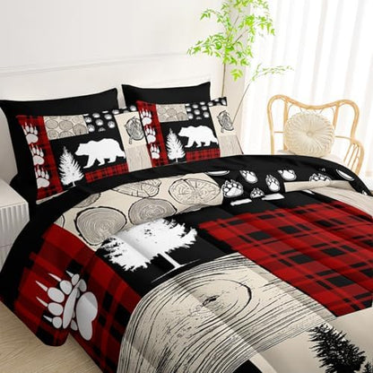 QOOMO Western Rustic 7 Pieces Comforter Set Twin Size,Farmhouse Bedding Set