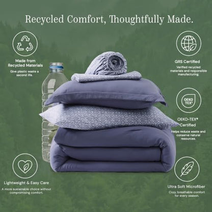 Queen Comforter Set with Sheets-7 Pieces Soft Recycled Bed in a Bag Bedding