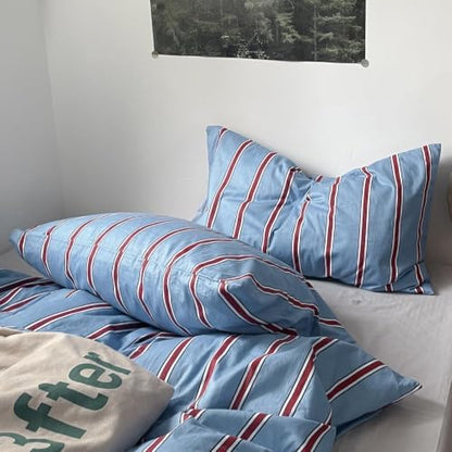 Nayoroom Blue Red Striped Comforter Set Queen Coastal Nautical Bedding