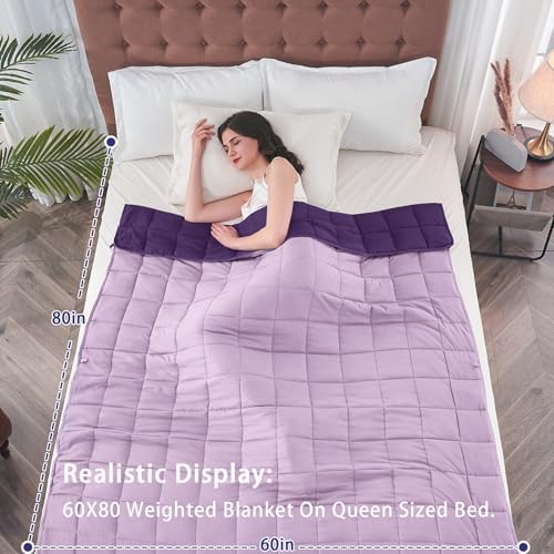 yescool Weighted Blanket for Adults 17lbsQueen Size, 60" x 80", Purple