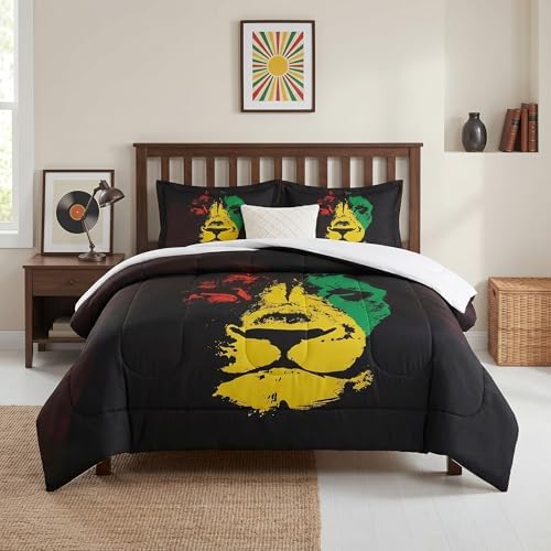 Pamnest Full Comforter Set, 3 Pieces Lion African Bedding, All Season