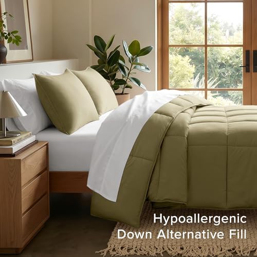 Bare Home Comforter Set - 1800 Ultra Soft (Twin/Twin XL, Olive)