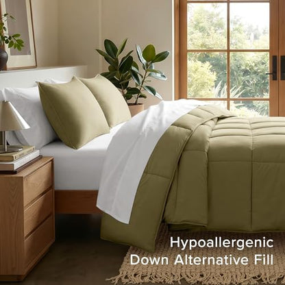 Bare Home Comforter Set - 1800 Ultra Soft (Twin/Twin XL, Olive)
